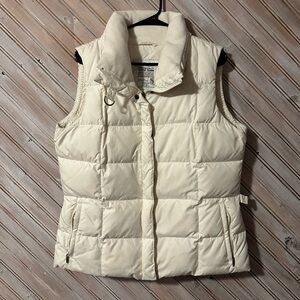 Eddie Bauer Premium Quality Goose Down Cream Puffer Vest Outdoors Cozy